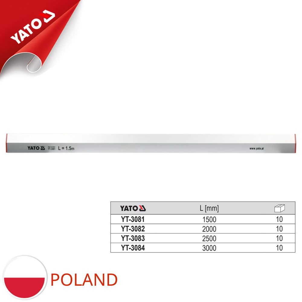  Aluminum screeding/plastering ruler/level, sizes from: 1.5m - 3m, Yato - Poland