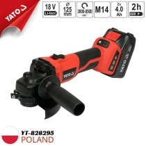 Yato YT-828295 - ポーランド製のブラシレス18V 2x4Ah 125mm M14角砥石盤研削機