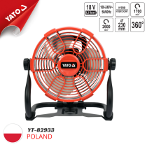 파워툴 18V 25W 360° 회전 가능한 배터리 팬 (본체) Yato YT-82933 - 폴란드