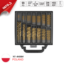 Bộ mũi khoan thép 1–10mm 99 chi tiết Yato YT-44591 – Ba Lan