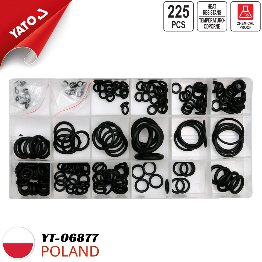  Hộp 225 ron cao su chịu nhiệt chịu dầu đủ size Yato YT-06877 - Ba Lan