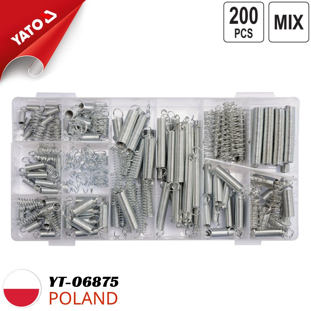  盒装200个镀锌弹簧，包含所有尺寸，Yato YT-06875 - 波兰