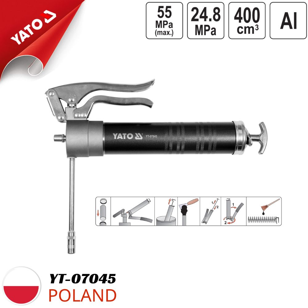 Yato YT-07045 400cc 55Mpa 快速拆裝手動黃油槍 - 波蘭