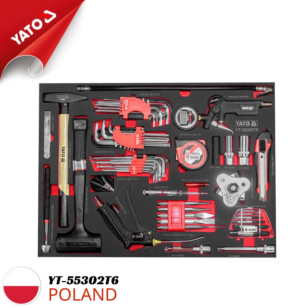 56件多功能工具套件托盘 YT-55302T6 - 波兰