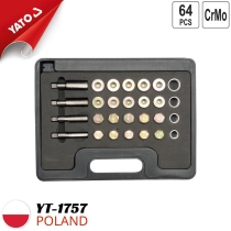 Bộ taro ren và ốc xả dầu kèm ren cấy sửa ốc rốn dầu 114 chi tiết Yato YT-1757 - Ba Lan