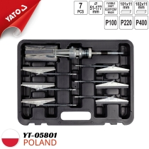 The Yato YT-05801 - Polisher Set for Cylinder Grinding and Polishing Φ51-177 P100/220/400 7 pieces is a tool set from Poland.