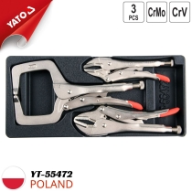 C-shaped crimping tool tray, 3-piece die set Yato YT-55472