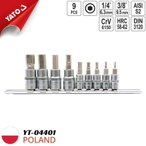 Yato YT-04401 六角头扳手套装 H2-H12 9件 1/4