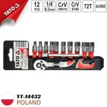 手动扳手套装1/4英寸4-13毫米，附带12件延长杆Yato YT-14432 - Ba Lan