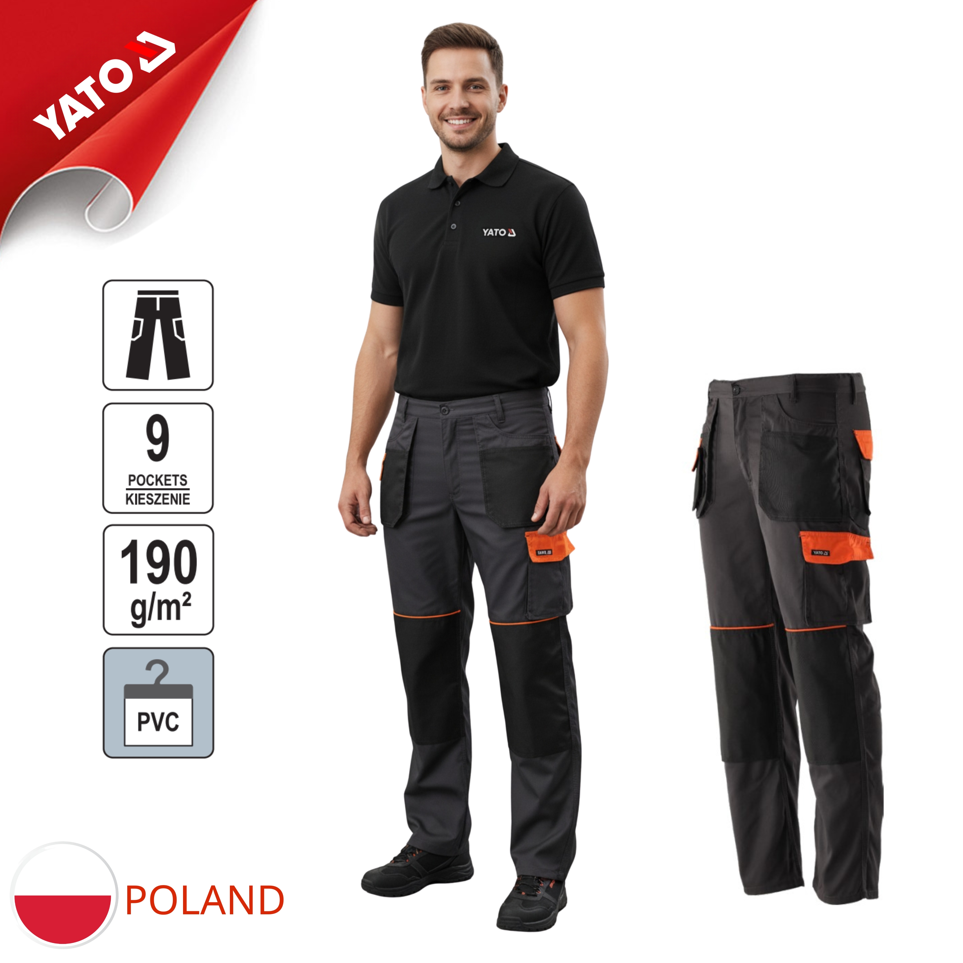  Yato YT-80906 工作长裤 (劳保裤), 尺码: S - XXL - 波兰