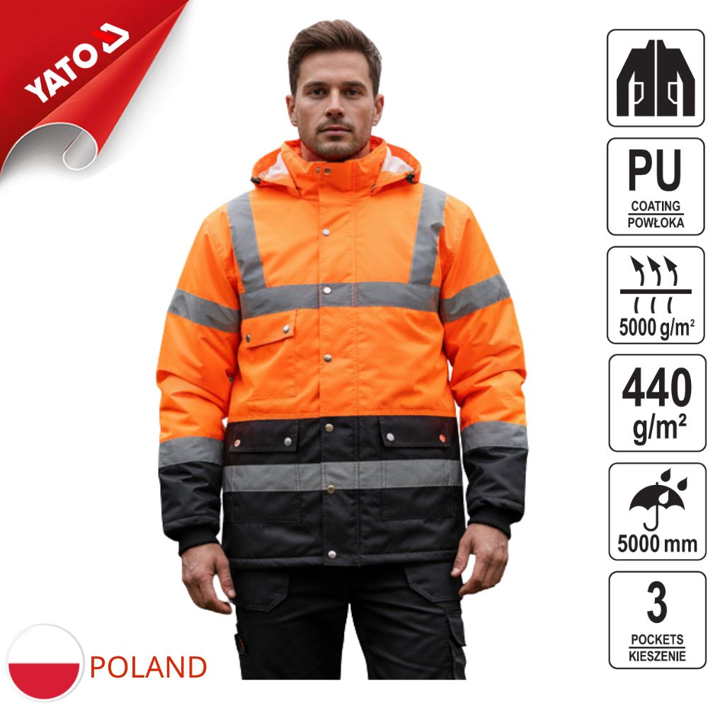  Áo khoác chống thấm cách nhiệt size: S - XXL Yato YT-80950 - Ba Lan