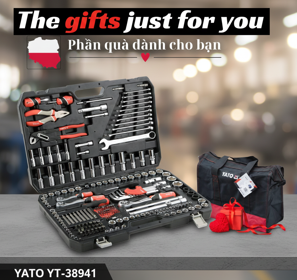 Bộ đồ nghề sửa chữa ô tô 225 món Yato YT-38941 - Giải pháp hoàn hảo cho ...
