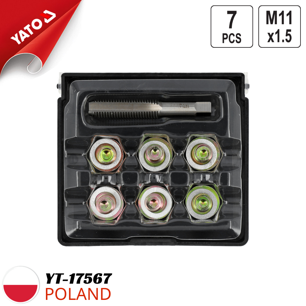  Bộ sửa ren ốc xả nhớt từ M11x1.5,Mx1.5 7 chi tiết Yato YT-17567 - Ba Lan