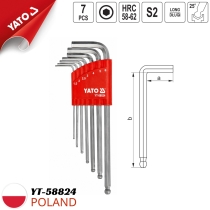Bộ Lục giác đầu bi dài 1.5-6mm 7 chi tiết Yato YT-58824 - Ba Lan