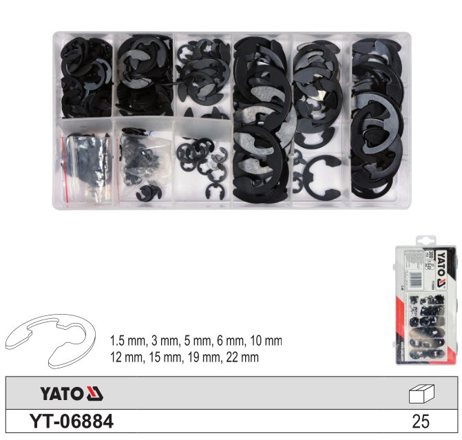 Bộ vòng phe chữ E 300 chi tiết Yato YT-06884
