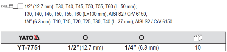 Bộ tuýp mũi vít sao 18 chi tiết Yato YT-7751
