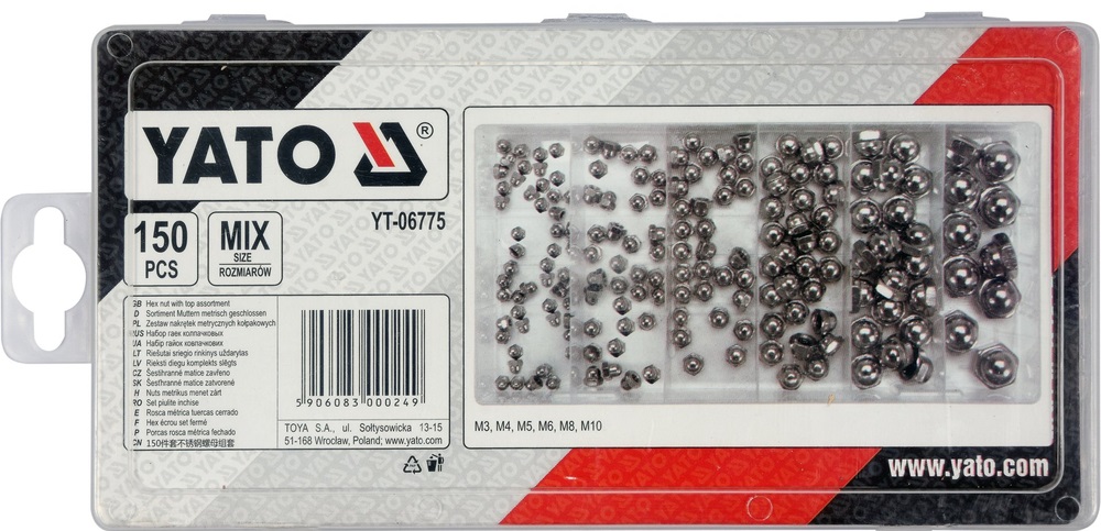 Bộ đai ốc không gỉ tổng hợp 150 chi tiết Yato YT-06775